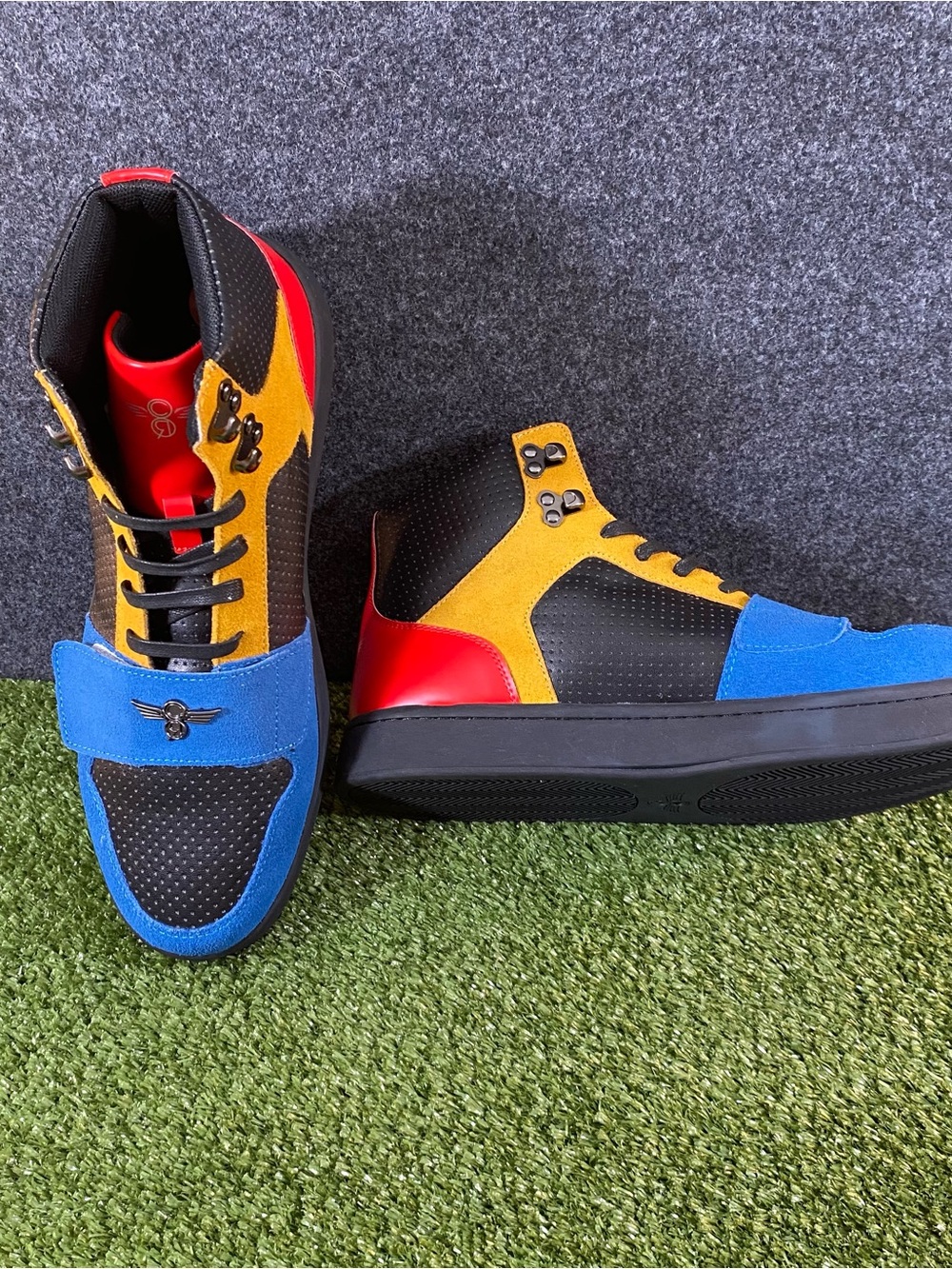 Creative Recreation Cesario Lux Shoes Men's Size 10 High Top Black Blue Gold Red